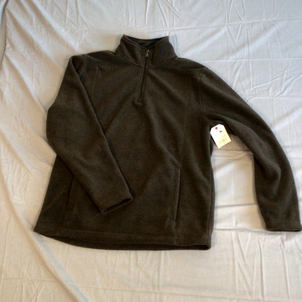 St.‎ John's Bay Men's Jacket Medium Brown Heather Fleece Quarter Zip Warm NWT